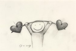 Love Lifting by Doug Hyde - Original Drawing on Mounted Paper sized 6x4 inches. Available from Whitewall Galleries