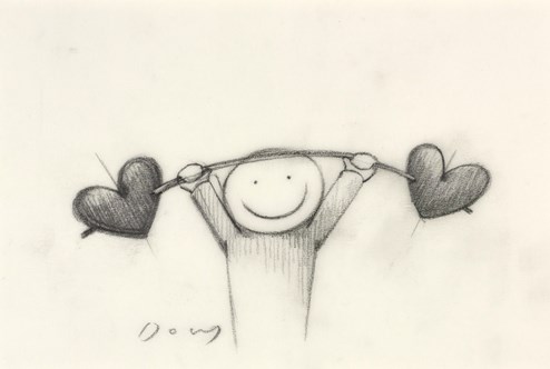 Love Lifting by Doug Hyde - Original Drawing on Mounted Paper